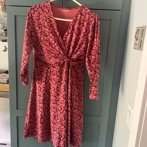 Lands End Stretch Faux Wrap Dress Knee Length Sz M